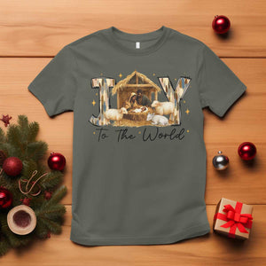African American Christmas Nativity Scene T Shirt Joy To The World Afro Black Jesus TS11 Military Green Print Your Wear