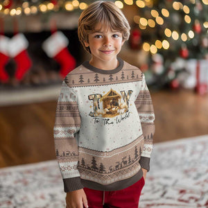 African American Christmas Nativity Scene Ugly Christmas Sweater Joy To The World Afro Black Jesus TS11 Mocha Mousse Print Your Wear