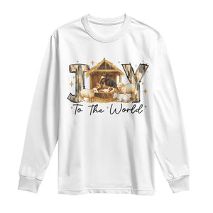 African American Christmas Nativity Scene Long Sleeve Shirt Joy To The World Afro Black Jesus TS11 White Print Your Wear