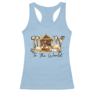 African American Christmas Nativity Scene Racerback Tank Top Joy To The World Afro Black Jesus TS11 Light Blue Print Your Wear