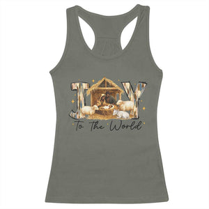 African American Christmas Nativity Scene Racerback Tank Top Joy To The World Afro Black Jesus TS11 Military Green Print Your Wear