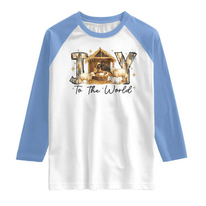 African American Christmas Nativity Scene Raglan Shirt Joy To The World Afro Black Jesus TS11 White Carolina Blue Print Your Wear
