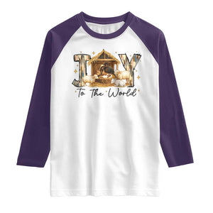 African American Christmas Nativity Scene Raglan Shirt Joy To The World Afro Black Jesus - Print Your Wear