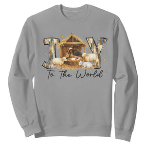 African American Christmas Nativity Scene Sweatshirt Joy To The World Afro Black Jesus TS11 Sport Gray Print Your Wear