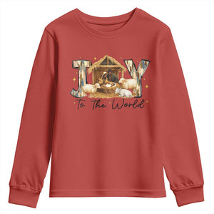 African American Christmas Nativity Scene Youth Sweatshirt Joy To The World Afro Black Jesus TS11 Red Print Your Wear