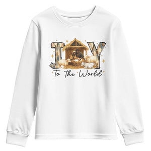 African American Christmas Nativity Scene Youth Sweatshirt Joy To The World Afro Black Jesus TS11 White Print Your Wear