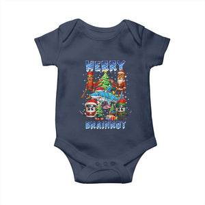 Funny Italian Brainrot Meme Christmas Baby Onesie Merry Brainrot Xmas Gen Alpha TS11 Navy Print Your Wear