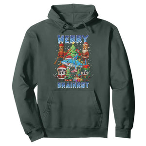 Funny Italian Brainrot Meme Christmas Hoodie Merry Brainrot Xmas Gen Alpha TS11 Dark Forest Green Print Your Wear