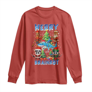 Funny Italian Brainrot Meme Christmas Long Sleeve Shirt Merry Brainrot Xmas Gen Alpha TS11 Red Print Your Wear