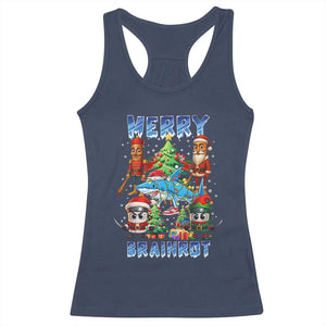 Funny Italian Brainrot Meme Christmas Racerback Tank Top Merry Brainrot Xmas Gen Alpha TS11 Navy Print Your Wear