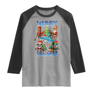 Funny Italian Brainrot Meme Christmas Raglan Shirt Merry Brainrot Xmas Gen Alpha TS11 Sport Gray Black Print Your Wear