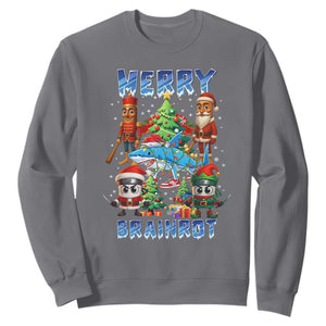 Funny Italian Brainrot Meme Christmas Sweatshirt Merry Brainrot Xmas Gen Alpha TS11 Charcoal Print Your Wear