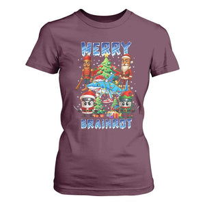 Funny Italian Brainrot Meme Christmas T Shirt For Women Merry Brainrot Xmas Gen Alpha TS11 Maroon Print Your Wear