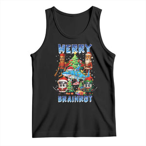 Funny Italian Brainrot Meme Christmas Tank Top Merry Brainrot Xmas Gen Alpha TS11 Black Print Your Wear