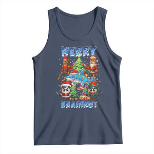 Funny Italian Brainrot Meme Christmas Tank Top Merry Brainrot Xmas Gen Alpha TS11 Navy Print Your Wear