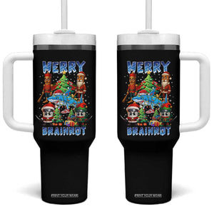 Funny Italian Brainrot Meme Christmas Tumbler With Handle Merry Brainrot Xmas Gen Alpha TS11 One Size: 40 oz Black Print Your Wear
