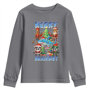 Funny Italian Brainrot Meme Christmas Youth Sweatshirt Merry Brainrot Xmas Gen Alpha TS11 Charcoal Print Your Wear