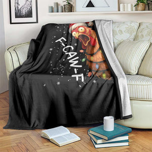 Funny F Caw F Chicken Christmas Throw Blanket Xmas Rooster Meme Santa Hat TS11 Print Your Wear
