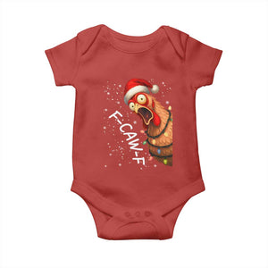 Funny F Caw F Chicken Christmas Baby Onesie Xmas Rooster Meme Santa Hat TS11 Red Print Your Wear