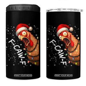 Funny F Caw F Chicken Christmas 4 in 1 Can Cooler Tumbler Xmas Rooster Meme Santa Hat TS11 One Size: 16 oz Black Print Your Wear