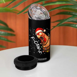 Funny F Caw F Chicken Christmas 4 in 1 Can Cooler Tumbler Xmas Rooster Meme Santa Hat TS11 Print Your Wear