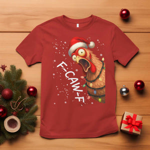 Funny F Caw F Chicken Christmas T Shirt Xmas Rooster Meme Santa Hat TS11 Red Print Your Wear