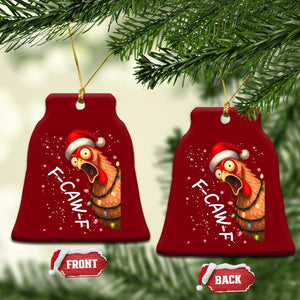 Funny F Caw F Chicken Christmas Ceramic Ornament Xmas Rooster Meme Santa Hat TS11 Print Your Wear
