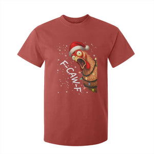 Funny F Caw F Chicken Christmas T Shirt For Kid Xmas Rooster Meme Santa Hat TS11 Red Print Your Wear