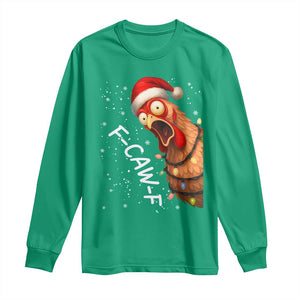 Funny F Caw F Chicken Christmas Long Sleeve Shirt Xmas Rooster Meme Santa Hat TS11 Irish Green Print Your Wear