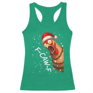Funny F Caw F Chicken Christmas Racerback Tank Top Xmas Rooster Meme Santa Hat TS11 Irish Green Print Your Wear
