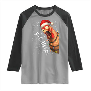 Funny F Caw F Chicken Christmas Raglan Shirt Xmas Rooster Meme Santa Hat TS11 Sport Gray Black Print Your Wear