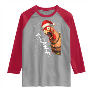 Funny F Caw F Chicken Christmas Raglan Shirt Xmas Rooster Meme Santa Hat TS11 Sport Gray Red Print Your Wear