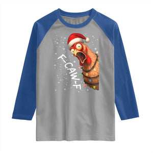 Funny F Caw F Chicken Christmas Raglan Shirt Xmas Rooster Meme Santa Hat TS11 Sport Gray Royal Print Your Wear