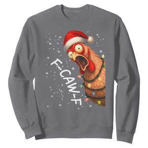 Funny F Caw F Chicken Christmas Sweatshirt Xmas Rooster Meme Santa Hat TS11 Charcoal Print Your Wear