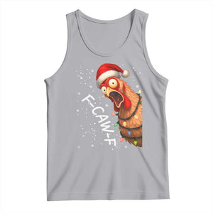 Funny F Caw F Chicken Christmas Tank Top Xmas Rooster Meme Santa Hat TS11 Athletic Heather Print Your Wear
