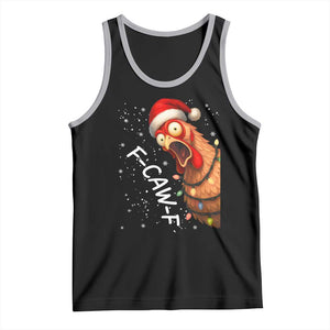 Funny F Caw F Chicken Christmas Tank Top Xmas Rooster Meme Santa Hat TS11 Black Athletic Heather Print Your Wear