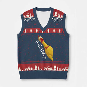Funny F Caw F Chicken Toy V-Neck Knit Sweater Vest Poultry Humor TS11 Navy Red Print Your Wear