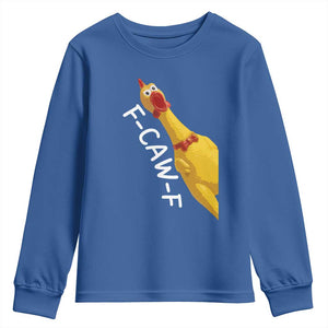 Funny F Caw F Chicken Toy Youth Sweatshirt Poultry Humor TS11 Royal Blue Print Your Wear