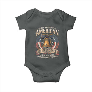250 years Of America Independence Baby Onesie 250th American Anniversary Liberty Bell TS11 Dark Heather Print Your Wear
