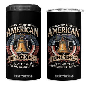 250 years Of America Independence 4 in 1 Can Cooler Tumbler 250th American Anniversary Liberty Bell TS11 One Size: 16 oz Black Print Your Wear