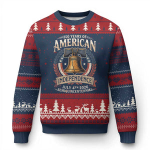 250 years Of America Independence Ugly Christmas Sweater 250th American Anniversary Liberty Bell TS11 Navy Red Print Your Wear