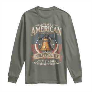 250 years Of America Independence Long Sleeve Shirt 250th American Anniversary Liberty Bell TS11 Military Green Print Your Wear