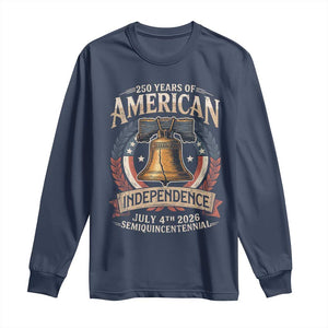 250 years Of America Independence Long Sleeve Shirt 250th American Anniversary Liberty Bell TS11 Navy Print Your Wear