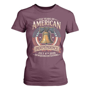 250 years Of America Independence T Shirt For Women 250th American Anniversary Liberty Bell TS11 Maroon Print Your Wear
