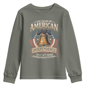 250 years Of America Independence Youth Sweatshirt 250th American Anniversary Liberty Bell TS11 Military Green Print Your Wear