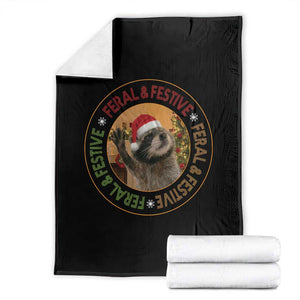 Funny Christmas Pedro The Racoon Throw Blanket Feral And Festive Xmas Santa Trash Panda TS11 Black Print Your Wear