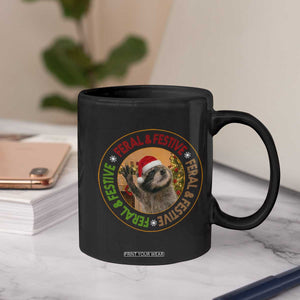 Funny Christmas Pedro The Racoon Coffee Mug Feral And Festive Xmas Santa Trash Panda TS11 Print Your Wear