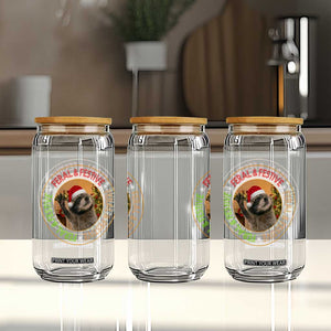 Funny Christmas Pedro The Racoon Glass Can Feral And Festive Xmas Santa Trash Panda TS11 Print Your Wear