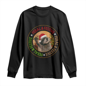 Funny Christmas Pedro The Racoon Long Sleeve Shirt Feral And Festive Xmas Santa Trash Panda TS11 Black Print Your Wear