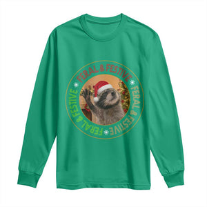 Funny Christmas Pedro The Racoon Long Sleeve Shirt Feral And Festive Xmas Santa Trash Panda TS11 Irish Green Print Your Wear